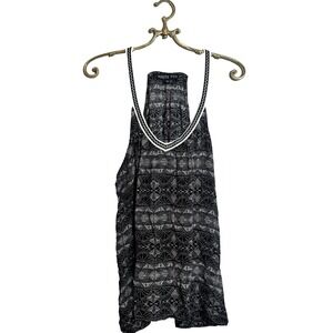 Haute Fox Black Geometric Black Tank Top / Sleeveless‎ Blouse, 3x
